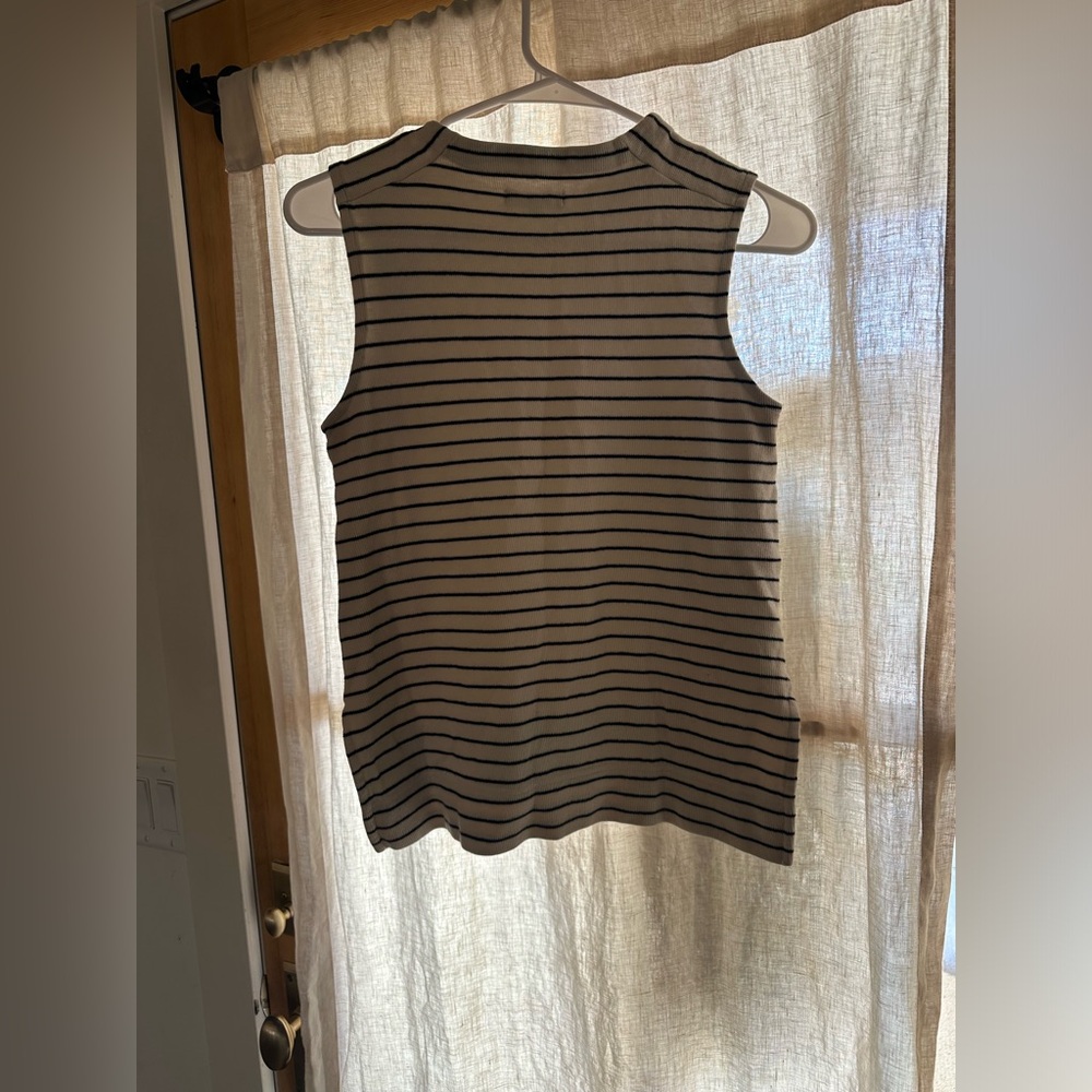 Madewell Black and Cream Striped Tank Sweater